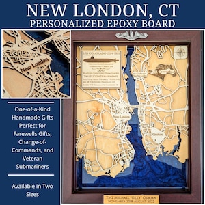 Groton CT New London CT Personalisierte Epoxy Karte U-Boot Abschiedsgeschenk Militär Ruhestand Geschenk Militär Ehepartner Geschenk Navy ETS Promotion Geschenk