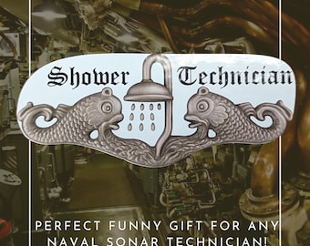 Funny Submarine Shower Technician Sticker Fun Navy Submariner Sticker Sailor Chief Navy Officer Laptop Sticker Water Bottle Sonar Technician