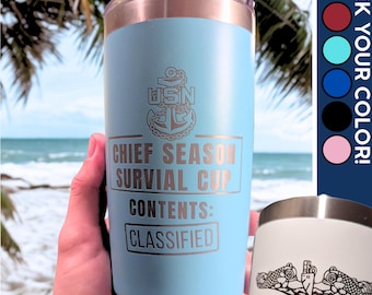 Chief Season Survival Cup - Funny Navy Tumbler