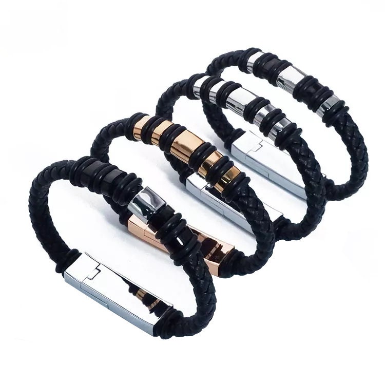 USB Cable Bracelet Short Portable Leather Charger LM  Catchcomau