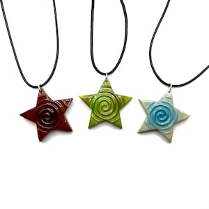 Spiral Star Polymer Clay Necklaces