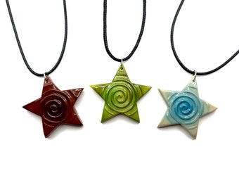 Spiral Star Polymer Clay Necklaces