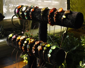 Czech Glass Adjustable Bracelets, Earthy Whimsical Cord Jewelry