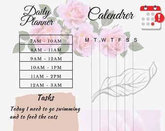 Daily Planner Printable: Floral Organizer (Digital Download)
