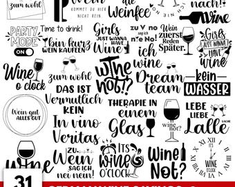 SVG-bundel Duitse wijnspreuken: alcohol, bier, Aperol-ontwerpen (digitale download)