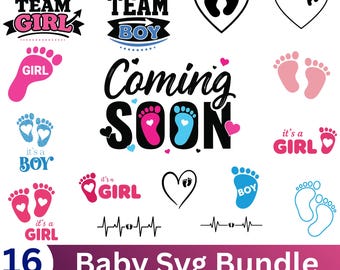 Gender Reveal SVG Bundle, Baby Shower Cut Files, Team Boy or Team Girl, Pregnancy Announcement Shirt Design