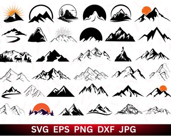 Mountains Bundle Svg, Mountain hand drawn, Forest Tree svg, Mountains File For Cricut, For Silhouette, Cut Files, Png, Dxf, Svg,Eps Files