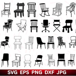 Pacote de cadeiras SVG: arquivos Cricut Cut, PNG, designs de cadeiras de madeira