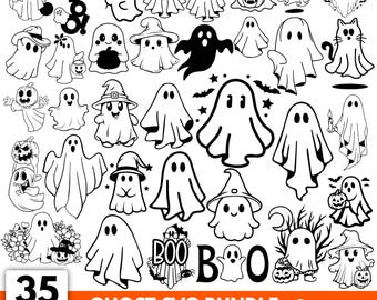 Ghost SVG Bundle: Retro Floral, Coffee, Pumpkin Designs (Digital Download)