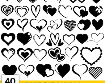 Heart SVG Bundle: Doodle & Solid Shapes - Valentine's Day Designs (Digital Download)
