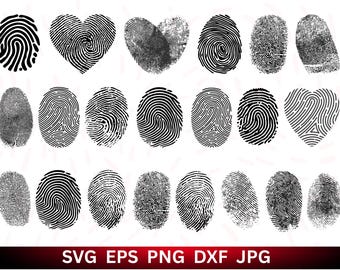 Fingerprint SVG Bundle: Thumbprint Clipart, Biometric Cut Files (Digital Download