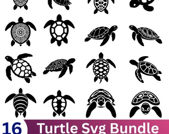Sea Turtle SVG Bundle: Ocean Animal Clipart, Silhouette Cut Files (Digital Download)