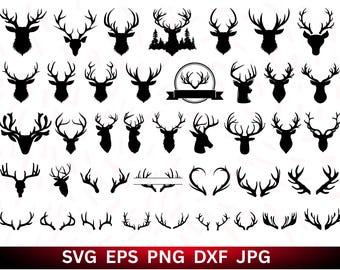 Deer SVG Bundle: Antlers, Silhouette, Moose Clipart (Digital Download