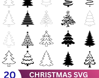20 Christmas Tree SVG Bundle, Silhouette, Cricut, Ornaments (Digital Download)