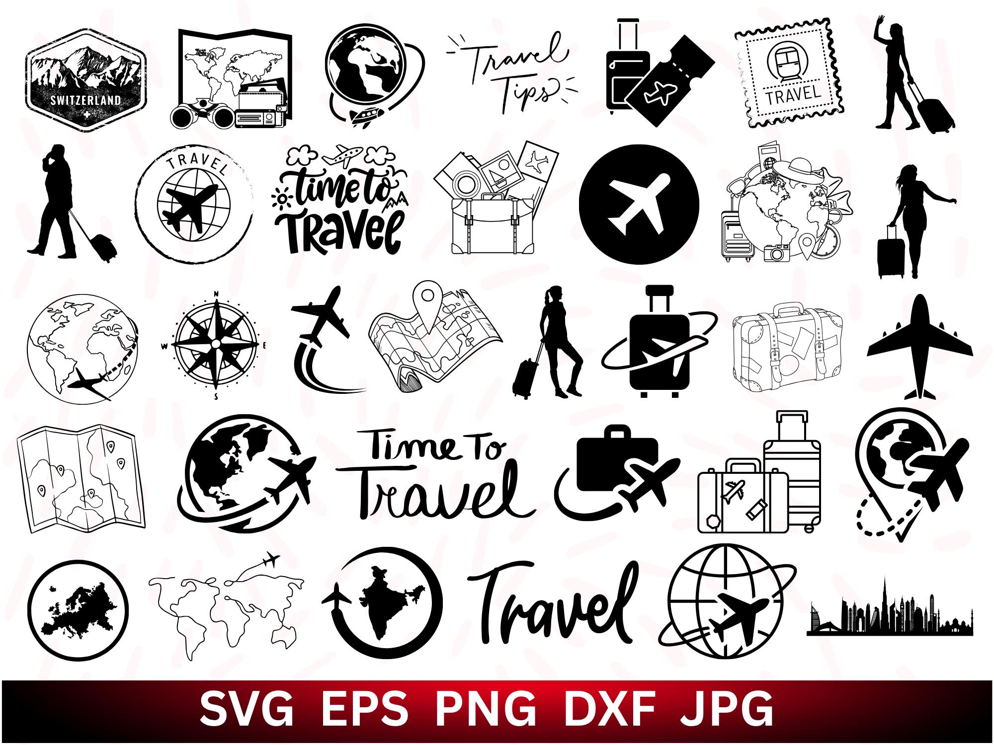 Funny Travel SVG-bundel: vakantie clipart-, Cricut- en silhouetbestanden (digitale download