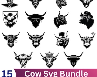 Highland Cow svg - Highland Cow Bundle 1 - svg - dxf - eps - png - Vector - Silhouette - Cricut - Laser - Digital File