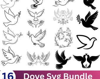 Dove SVG Bundle, Pigeon Clipart, Wedding Doves Cut Files (Digital Download)