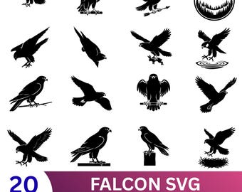 Falcon Clipart for Cricut and Silhouette,Falcon Eagle Bird Vectors,PNG Instant Download
