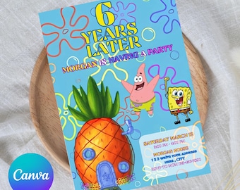 Editable Spongebob Birthday Invitation: Under-the-Sea Party (Digital Download)