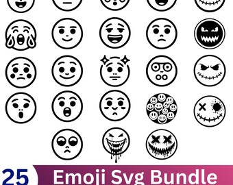 Emoji Svg Png Bundle, Emoji Svg, Emoji Png, Smiley Face Svg, Smiley Svg, Emoji Clipart, Smiley Silhouette, Smiley Face cricut, Smile svg