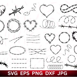 Taggtråd SVG-paket: Silhuettklippfiler (digital nedladdning