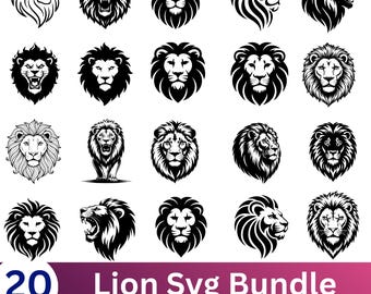 Lion Head svg Bundle,Lion Logo,Mascot svg,King Lion SVG,King Lion,Lion Face,Lion Bundle.
