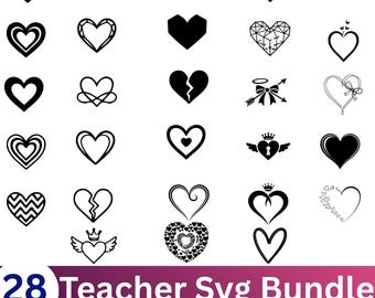 Heart svg bundle Love cut files for Cricut Valentine SVG Heart Clipart Wedding SVG  Romantic Vector