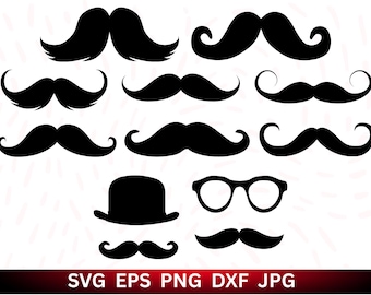 Mustache Clipart Bundle: Vector Graphics, Laser Cut Files (Digital Download)