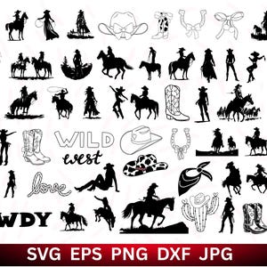 Cowgirl SVG Bundle, Cowgirl Boots Svg, Cowgirl Hat Svg, Let&#39;s Go Girls Svg, Disco Cowgirl Svg, Cow Skull Svg, Western Svg, Horshshoe Svg