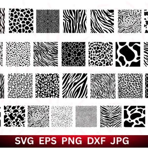 Animal Print SVG Bundle: Leopard, Cheetah, Tiger, Cow (Digital Download)