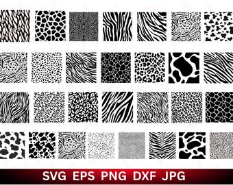 Animal Print SVG Bundle: Leopard, Cheetah, Tiger, Cow (Digital Download)