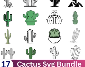 Cactus SVG Bundle: Cactus Clipart,Desert Botanical Cricut Cut Files(Digital Download)