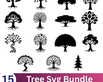 Tree Svg Bundle, Forest Tree Svg, Tree Roots Svg, Tree Clipart, Tree Cut Files For Cricut, Tree Silhouette, Christmas Tree Svg, Tree Png