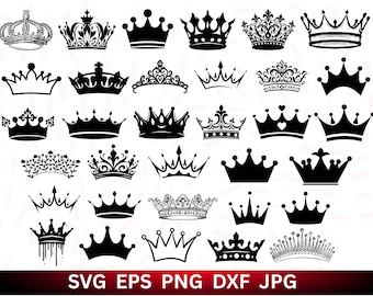 Royal Crown SVG-bestand: koning, koningin, prinses tiara (gesneden bestanden voor Cricut, silhouet)