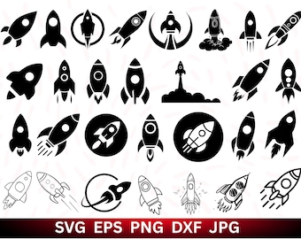Rocket SVG Bundle: Space Shuttle, Silhouette, and Vector (PNG, SVG)
