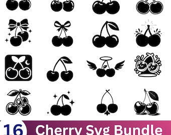 Cherry svg Bundle,Fruit svg, Cherry clipart, Coquette Cherry svg, Cricut Cut Files, Silhouette, Cherry Blossom svg