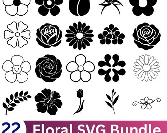 Floral SVG Bundle: Hand-Drawn Flower DesignS,Rose bundle,silhoutte