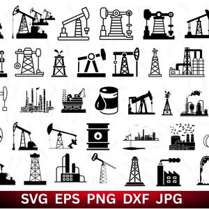 Oilfield SVG Bundle, Oilfield PNG Bundle, Oilfield Clipart, Oilfield SVG Cut Files for Cricut, Oil Pump Svg, Oil Derrick Svg File