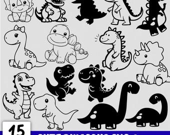 Cute Dinosaur SVG Bundle, Kids Dino Clipart (Digital Download)