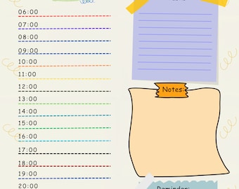 Printable Daily Planner: To-Do List, Notes, Schedule (Digital Download)