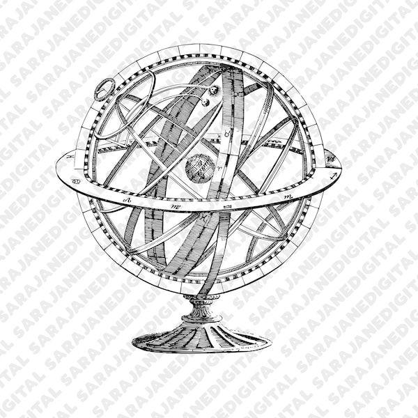 Armillary sphere astronomy Globe PNG SVG, anatomy, medical illustration, clip art, hand drawn, Vector, Transparent Background, Sticker