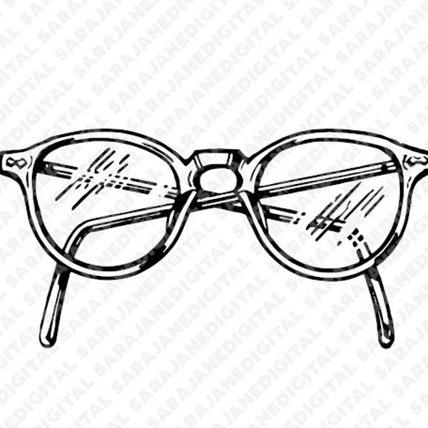 Eyeglasses glasses vision black and white PNG SVG vintage illustration sketch clip art hand drawn Vector, Transparent Background, sticker