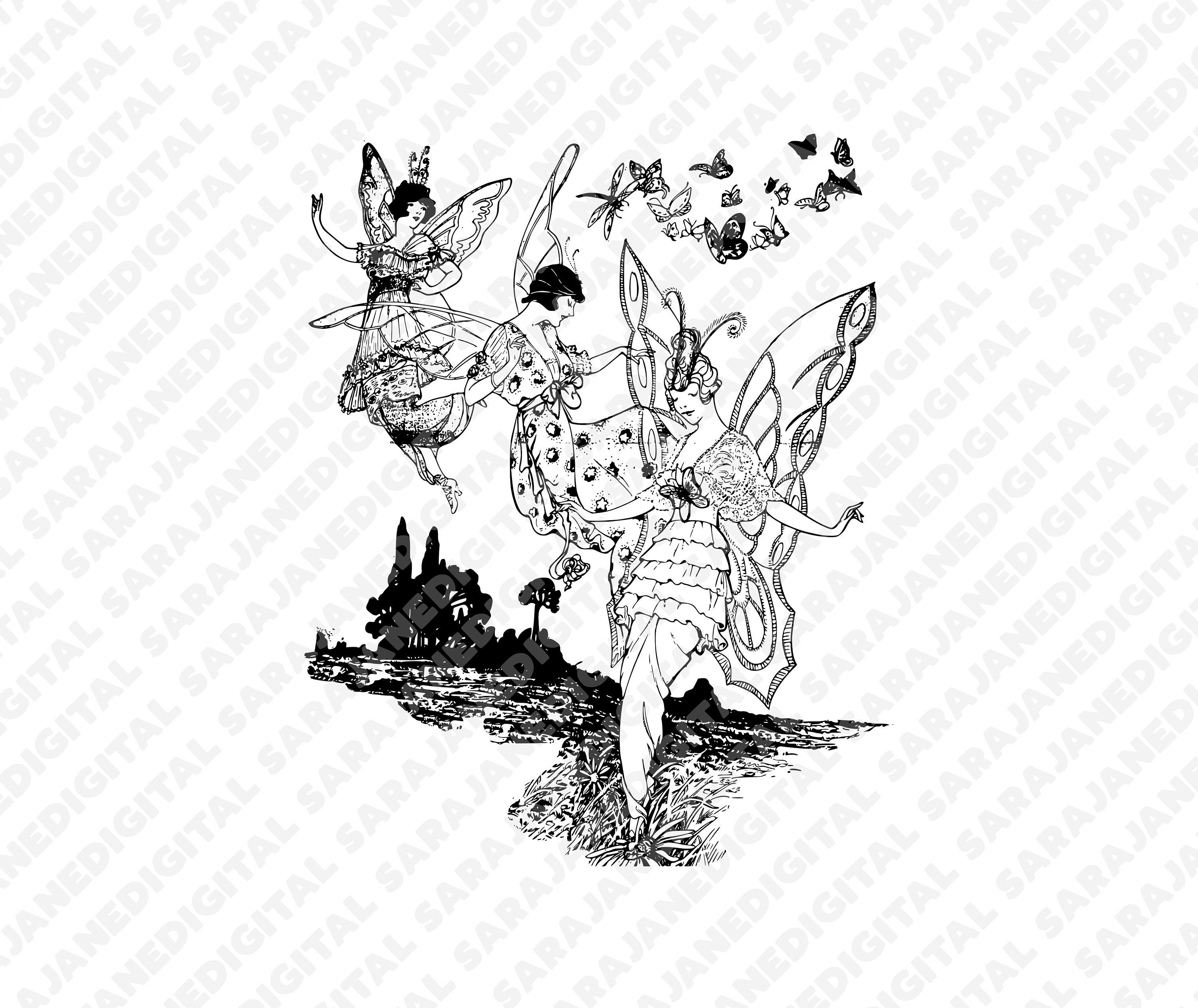 Fairies Magical Pixies Fantasy Butterfly PNG SVG, Vintage Illustration  Sketch, Clip Art, Hand Drawn, Vector, Transparent Background, Sticker - Etsy