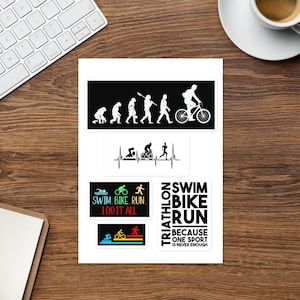 Triathlon - Cycling Sticker Sheet | Bundle of Five (5) Stickers | Swim Bike Run Stickers | Cycling Decal