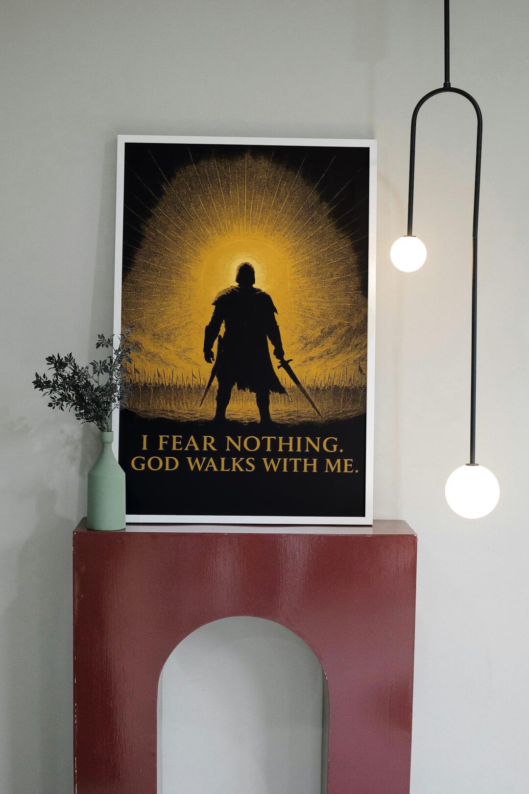 Christian Wall Poster – I Fear Nothing, God Walks With Me | Minimalist ...