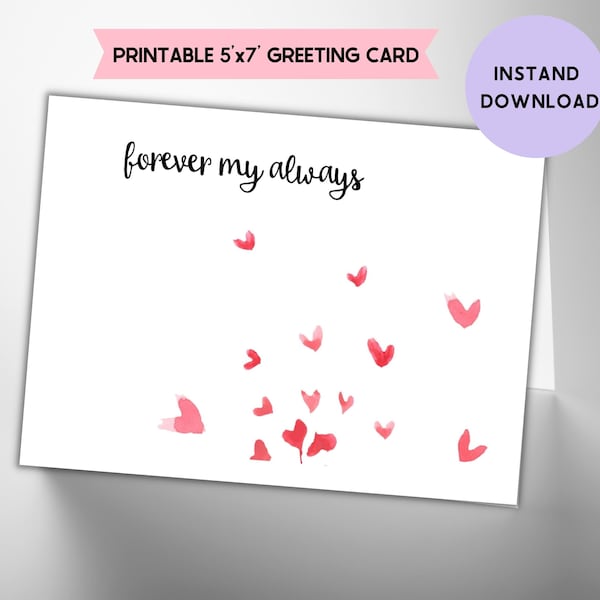 Valentine's Card, Love Card for husband, boyfriend, him, her, wife girlfriend, Anniversary, Printable Love Card, Instant Download Card