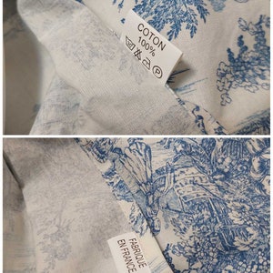 Ensemble taies d'oreiller de 2 pièces toile de jouy 100% coton imprimé blue rose rouge gris, linge de lit en coton popeline provence vintage image 8