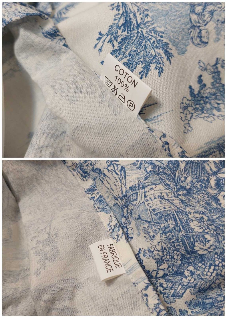 Ensemble taies d'oreiller de 2 pièces toile de jouy 100% coton imprimé blue rose rouge gris, linge de lit en coton popeline provence vintage image 8