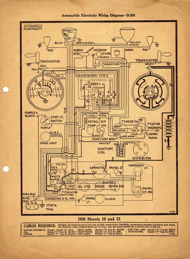 1936 Morris 10 & 12 Wiring Diagram - Etsy