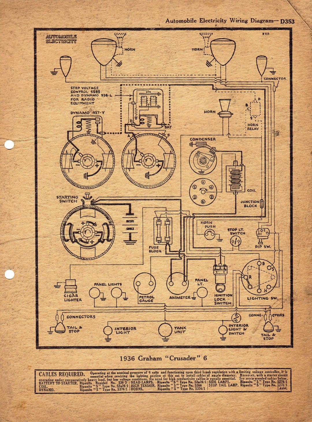 1936 Graham Wiring Diagram Etsy